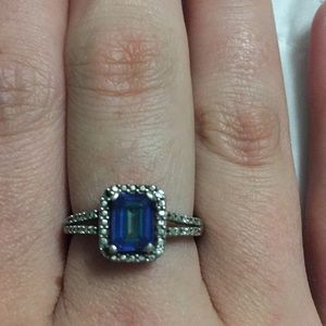 Mystic Blue Topaz and CZ ring
